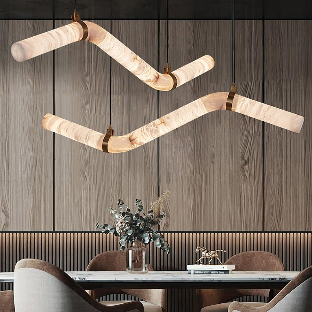 Uproszczona Lampa Wisząca z Alabastru