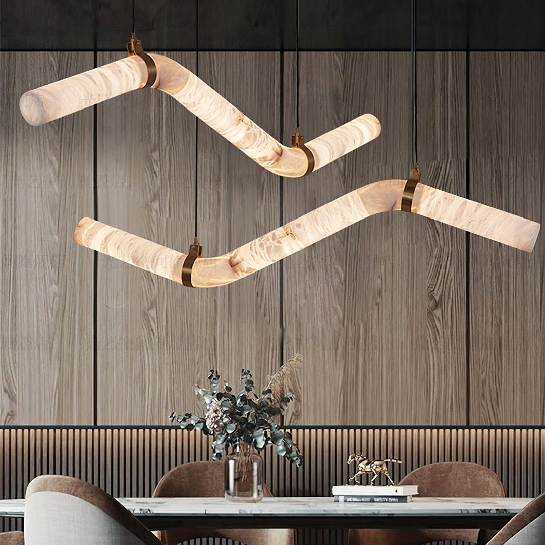 Uproszczona Lampa Wisząca z Alabastru