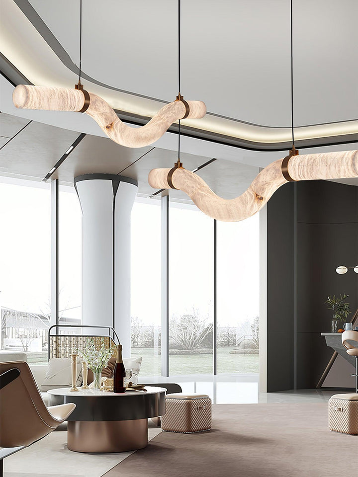 Uproszczona Lampa Wisząca z Alabastru