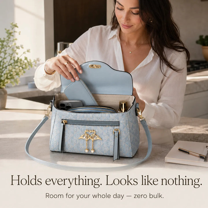 Velora – Torebka crossbody z zapięciem w kształcie łabędzia i złotymi akcentami