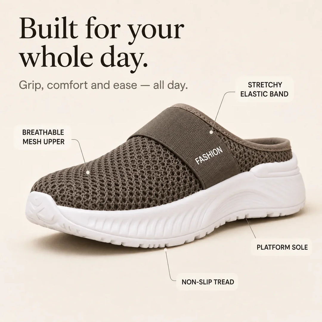 Stride &amp; Soft – Damskie buty slip-on na platformie z siateczki, oddychające, antypoślizgowe