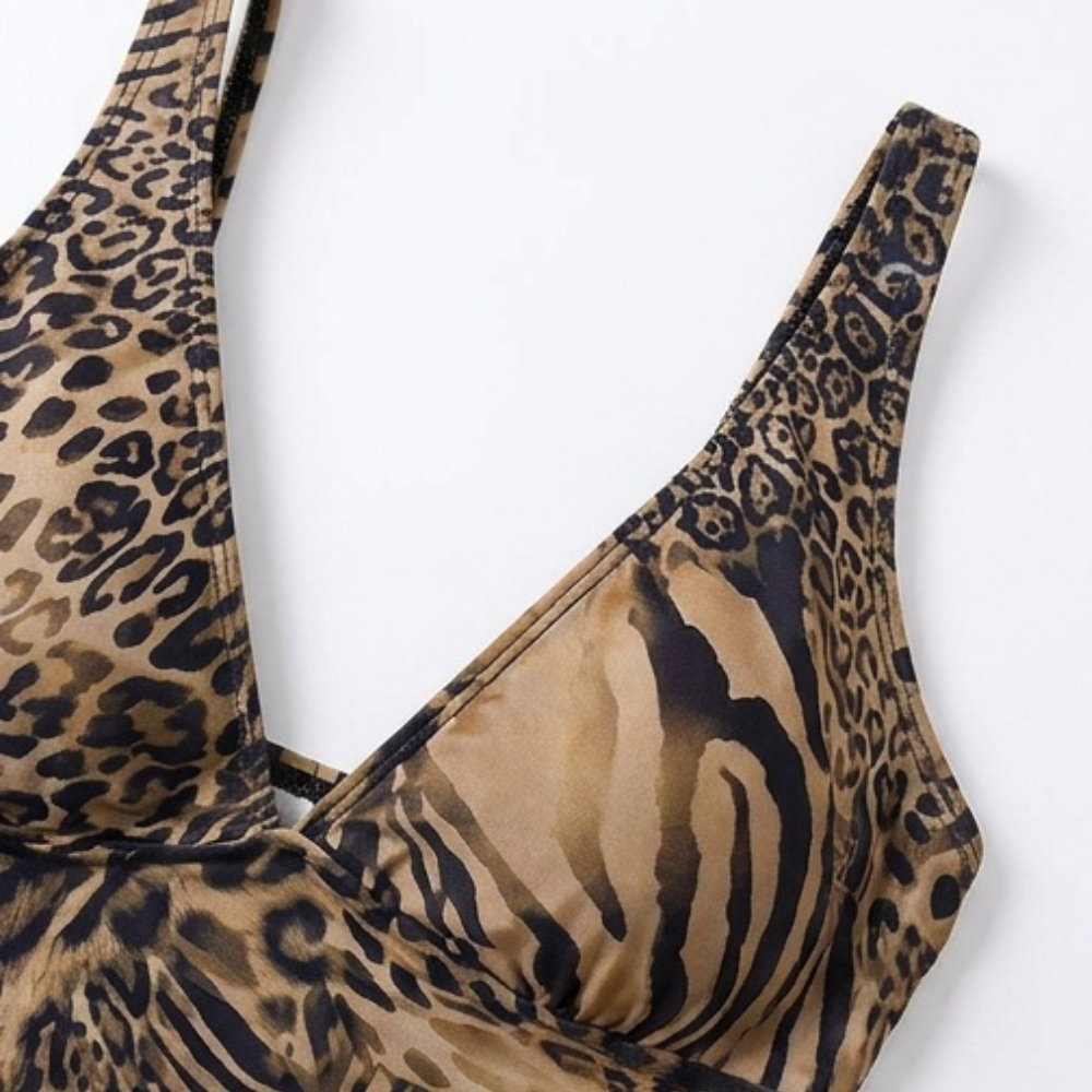 Lunavia – Kobiecy bikini w panterkę z głębokim dekoltem