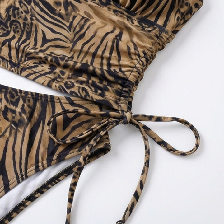Lunavia – Kobiecy bikini w panterkę z głębokim dekoltem