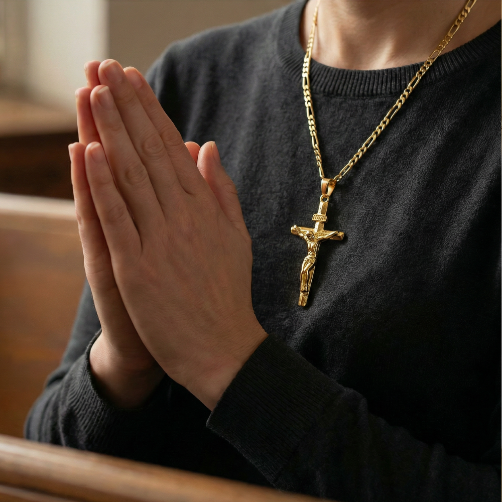 Sancta – Modny Naszyjnik z Krucyfiksem