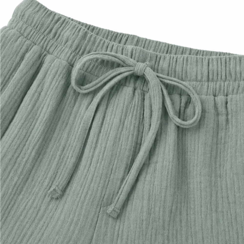 Linelle – Kobiece Spodnie Cropped z Szerokimi Nogawkami i Kieszeniami