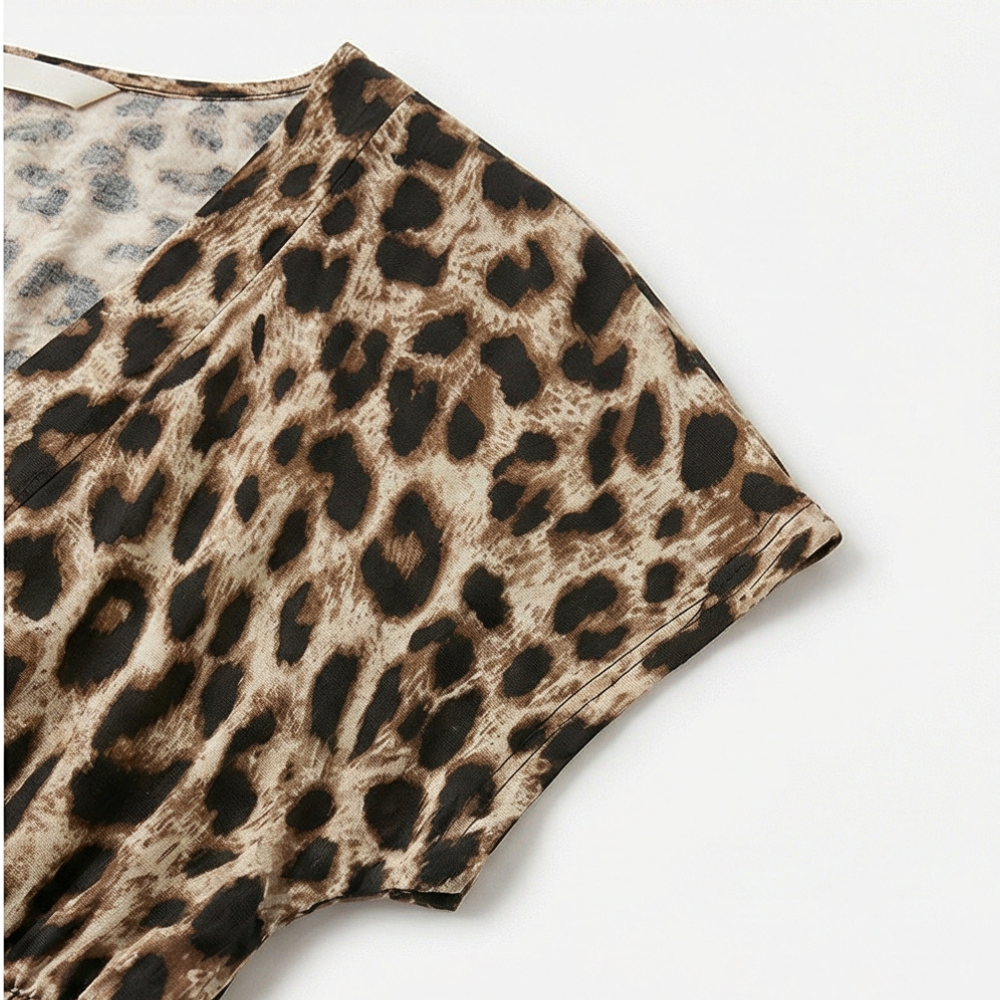 Vivara – Sukienka maxi w leoparda z marszczonym pasem