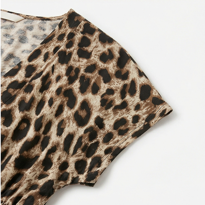 Vivara – Sukienka maxi w leoparda z marszczonym pasem