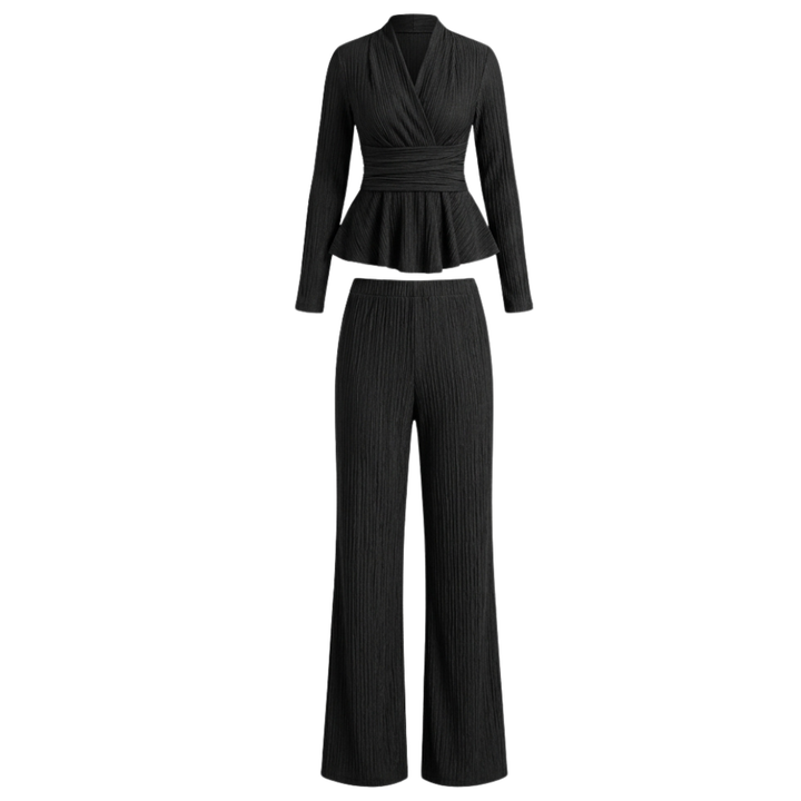 Vivara – Zestaw damski z plisowanym peplum i wcięciem w talii