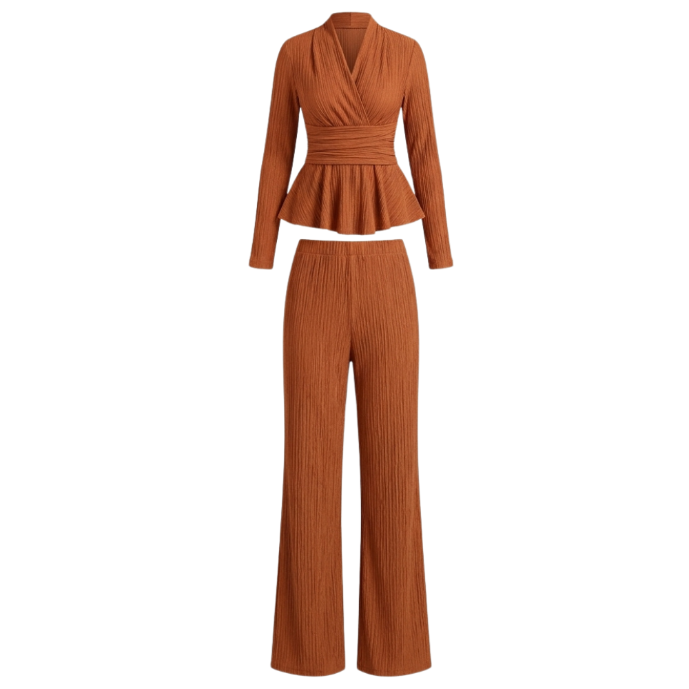 Vivara – Zestaw damski z plisowanym peplum i wcięciem w talii