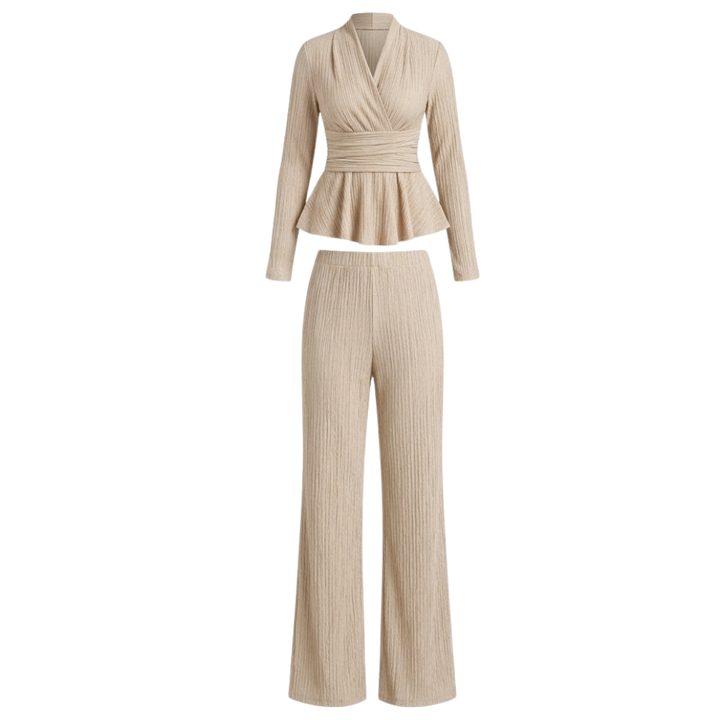Vivara – Zestaw damski z plisowanym peplum i wcięciem w talii
