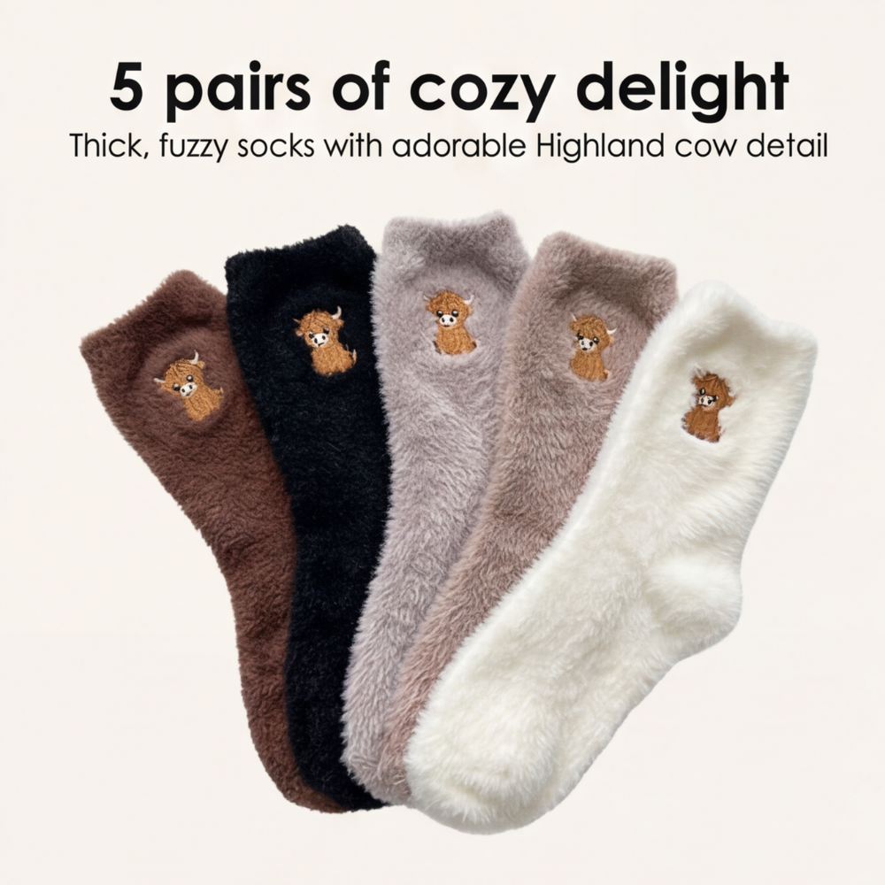 Cozymoo – Skarpety z Fuzzy Highland Cow