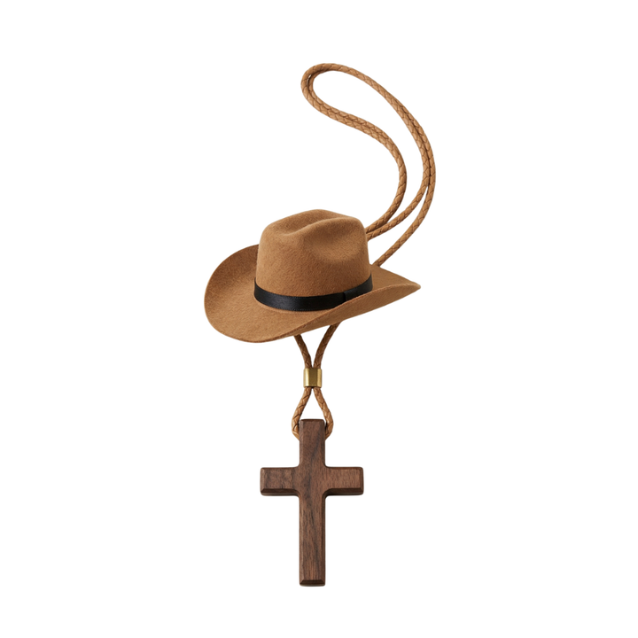 Saddle Cross – Zawieszka z Kapeluszem Kowbojskim i Krzyżem