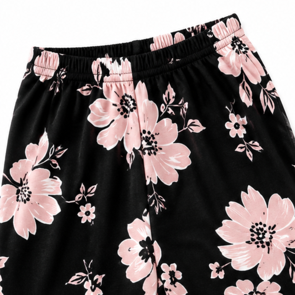 Wearbella – Zestaw z podwójną warstwą: top i kwieciste spodnie szerokie