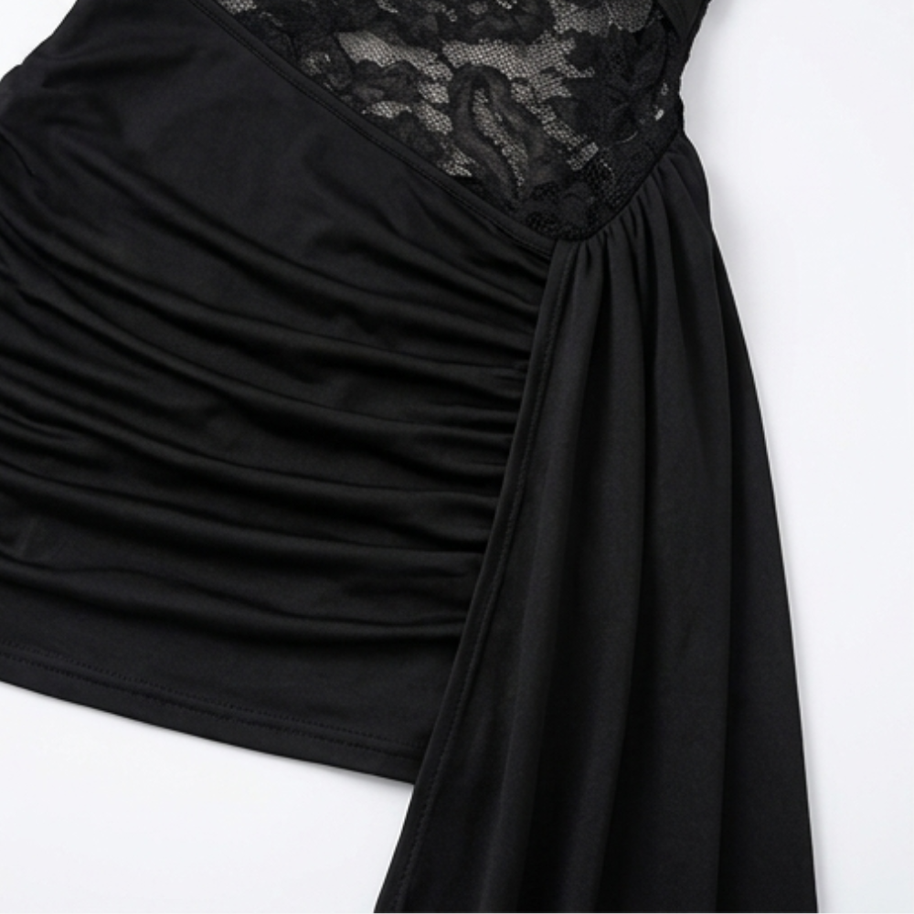 Velaire – Damska koronkowa sukienka mini bodycon z dekoltem na szyi