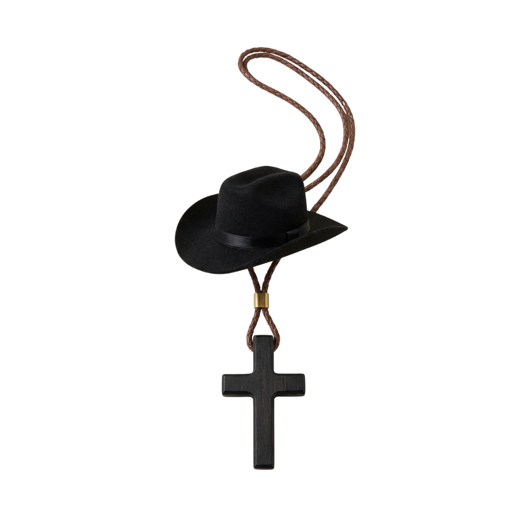 Saddle Cross – Zawieszka z Kapeluszem Kowbojskim i Krzyżem