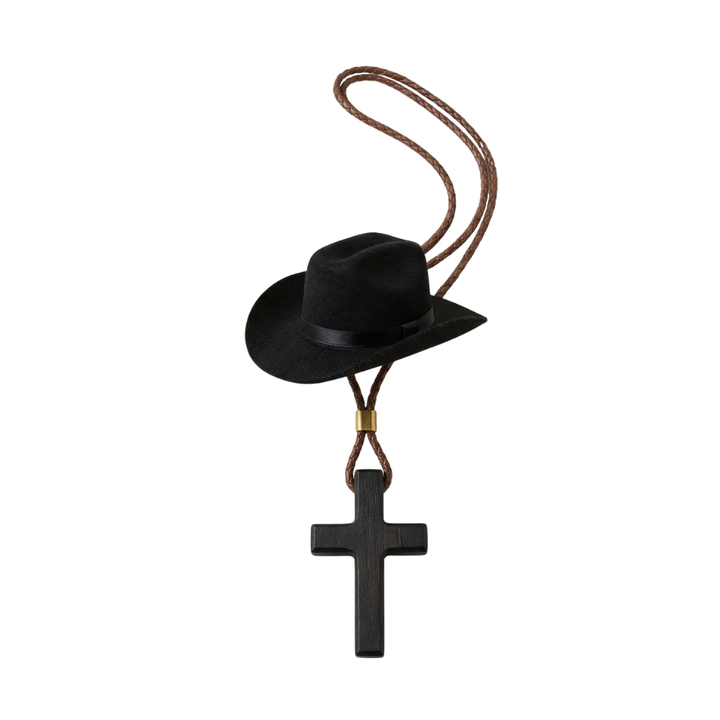Saddle Cross – Zawieszka z Kapeluszem Kowbojskim i Krzyżem