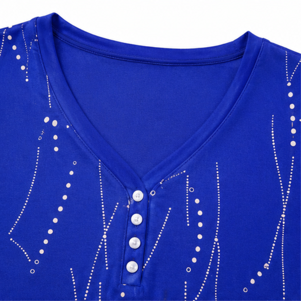 Vivelyn – Bluzka V-Neck z Wymiarowym Printem