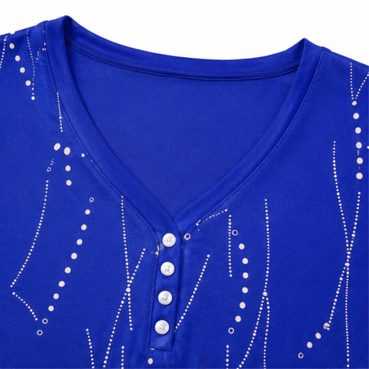 Vivelyn – Bluzka V-Neck z Wymiarowym Printem