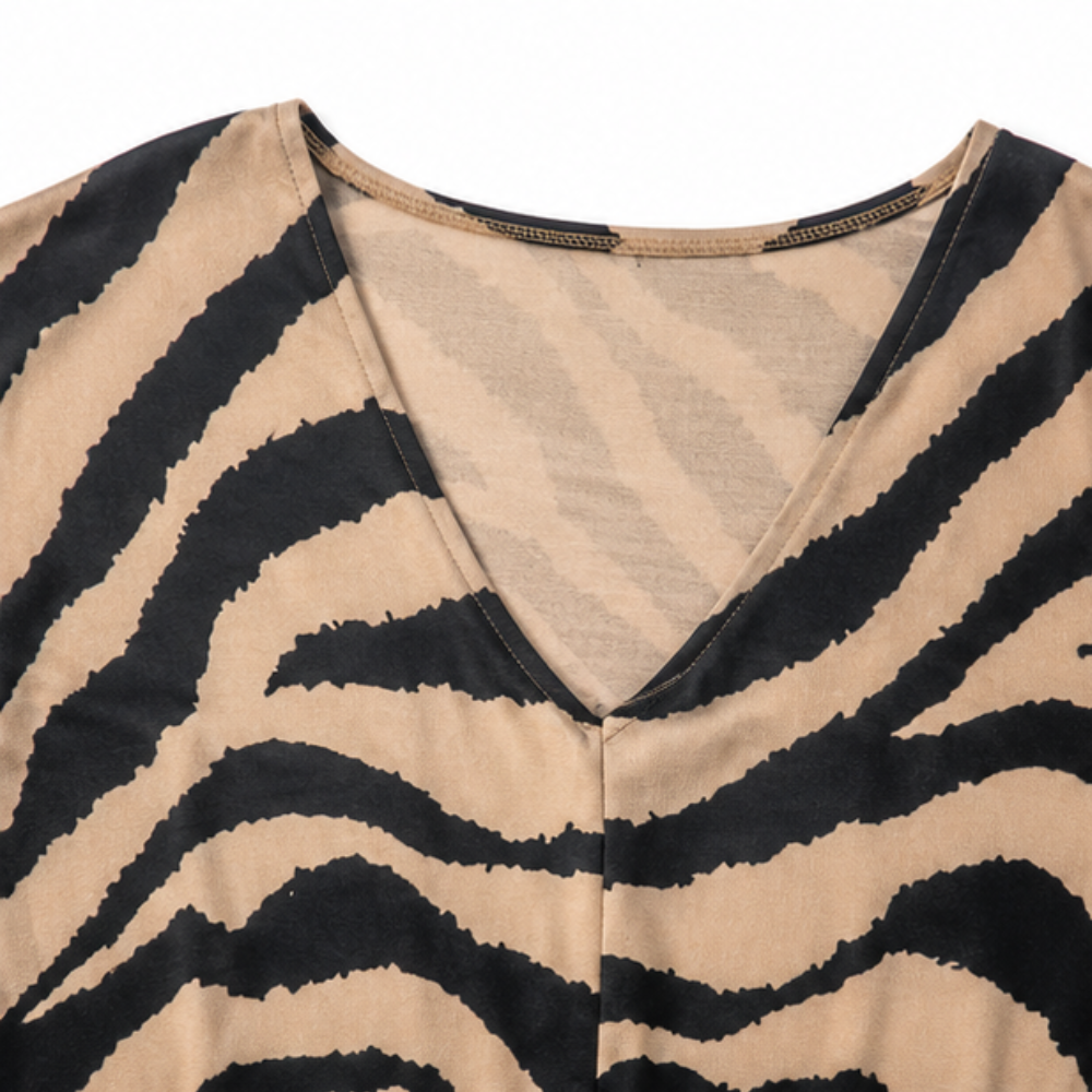 Bluzka z wiązaniem na przodzie – wzór zebra