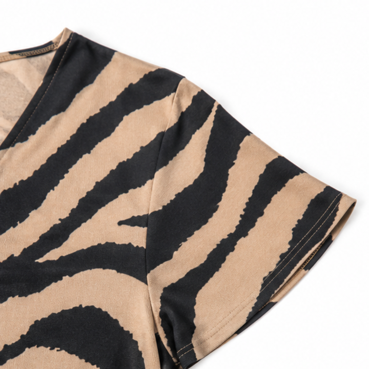 Bluzka z wiązaniem na przodzie – wzór zebra