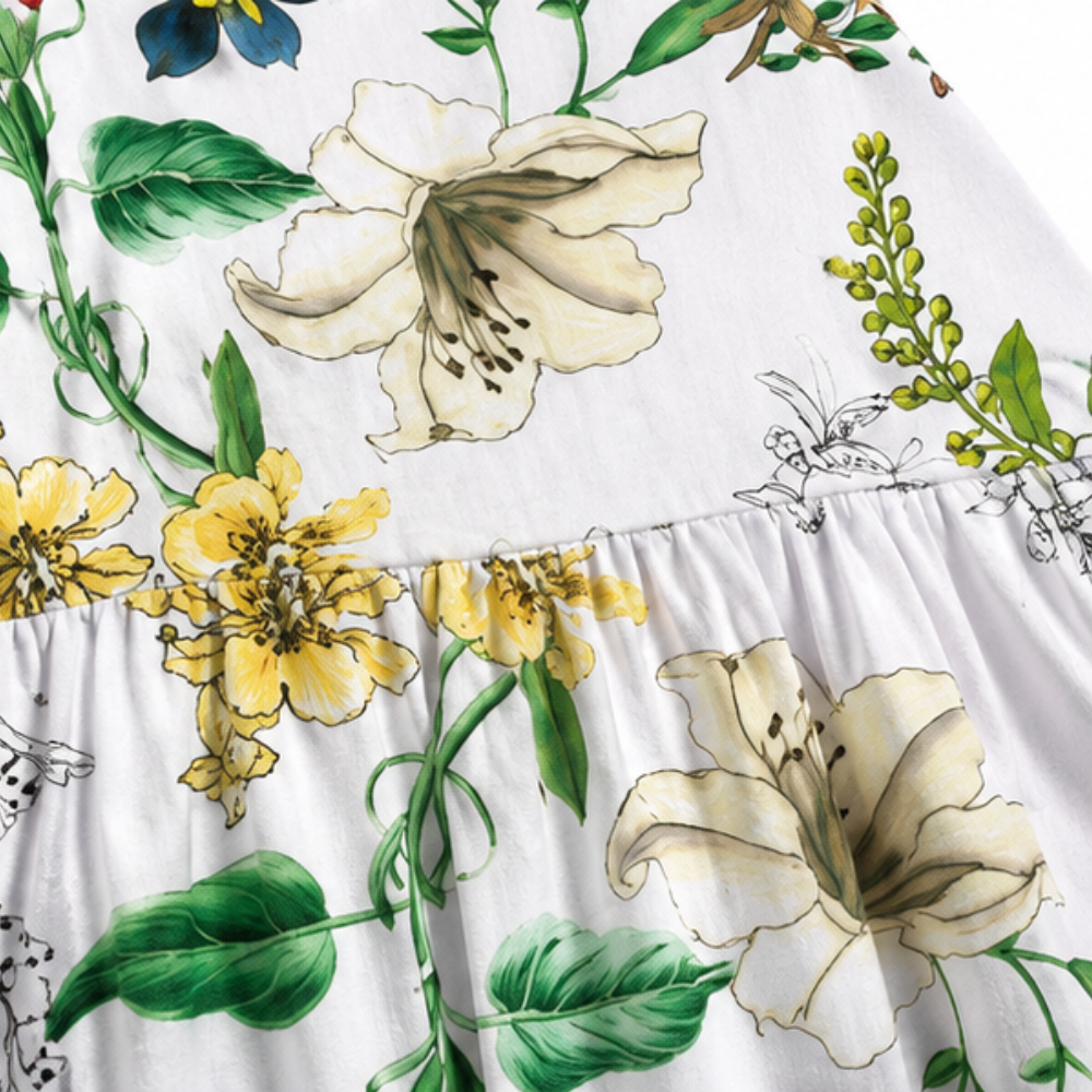Wearbella – Midi sukienka w kwiatowy wzór z okrągłym dekoltem