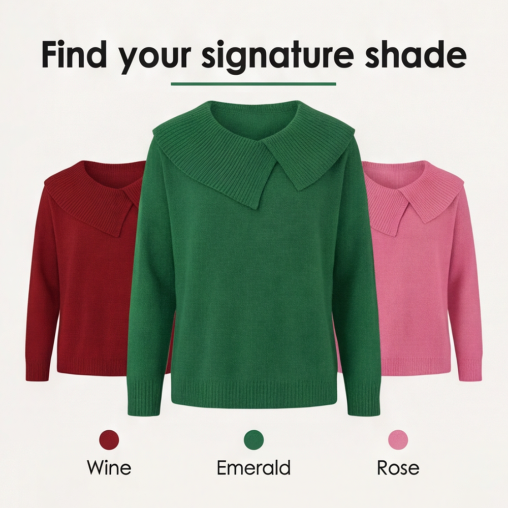 Collara – Asymetryczny Sweter z Kołnierzem