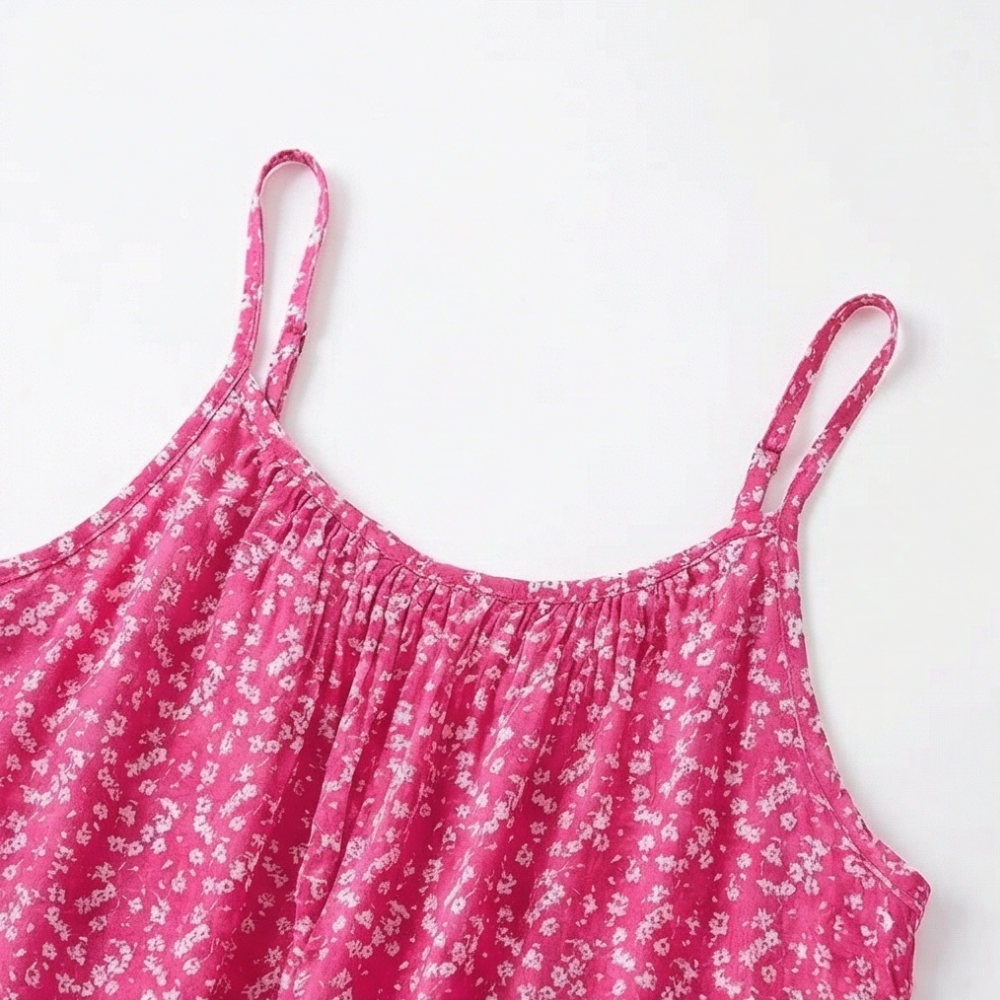 Floressa – Damska Sukienka Slip w Kwiaty Lekka A-Linia