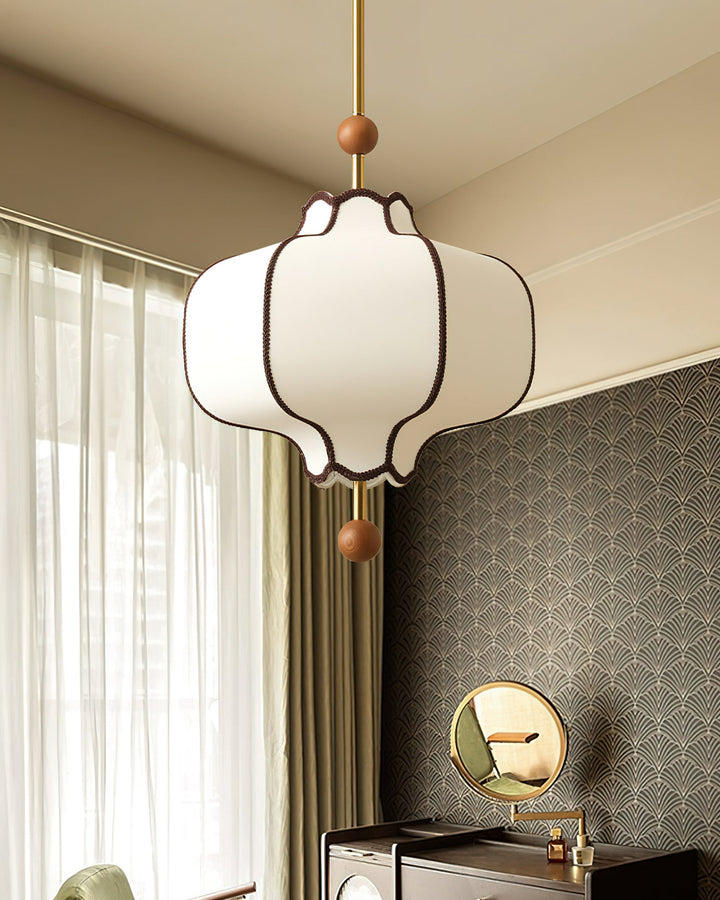 Lampa wisząca z tkaniny w kształcie latarni