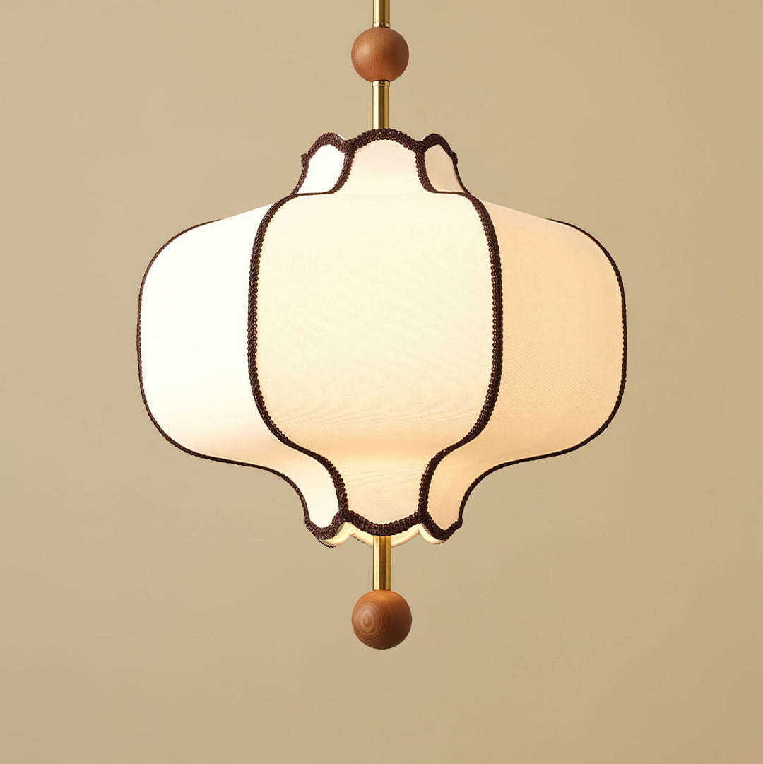Lampa wisząca z tkaniny w kształcie latarni