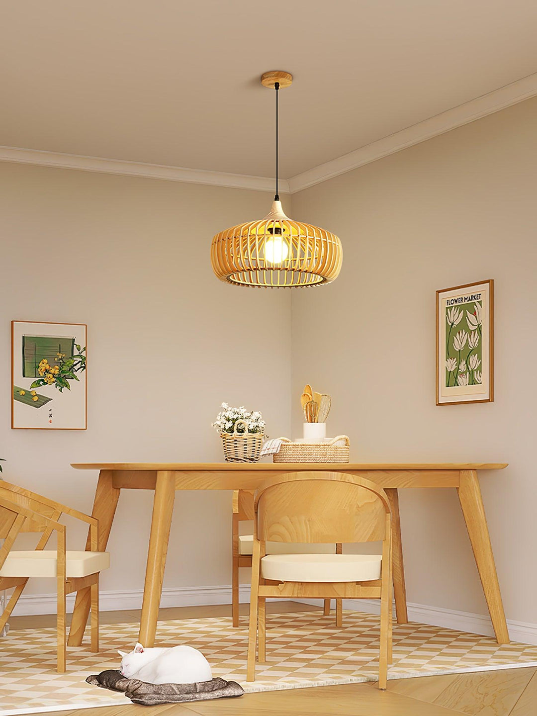 Lampa Wisząca z Drewna Lattice Nest