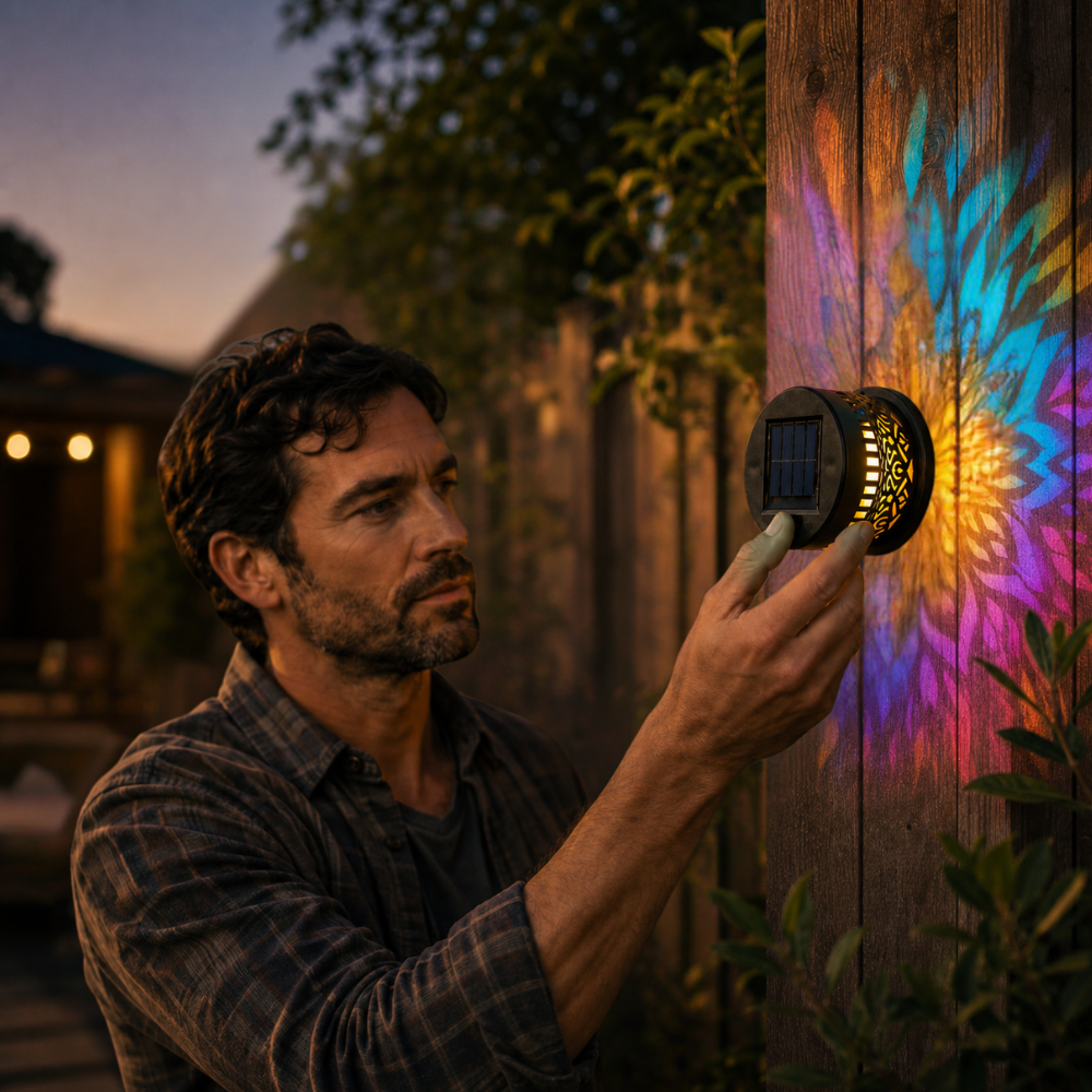 Lumara – Solarna Lampa Mandala na Ścianę Zewnętrzną do Ogrodu i Płotu