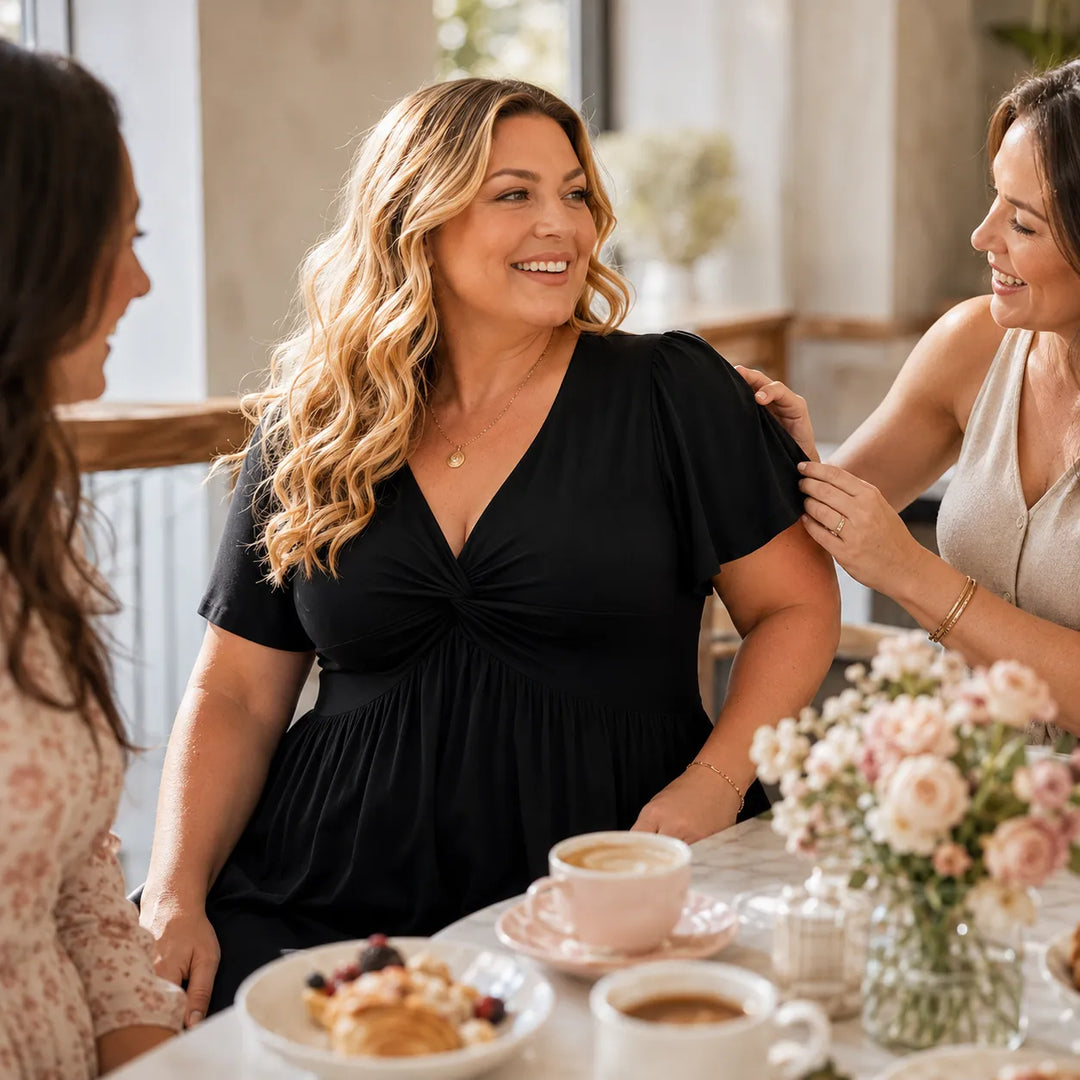 Wearbella – Sukienka w rozmiarze plus z dekoltem w serek i falbankowymi rękawami, z kieszeniami