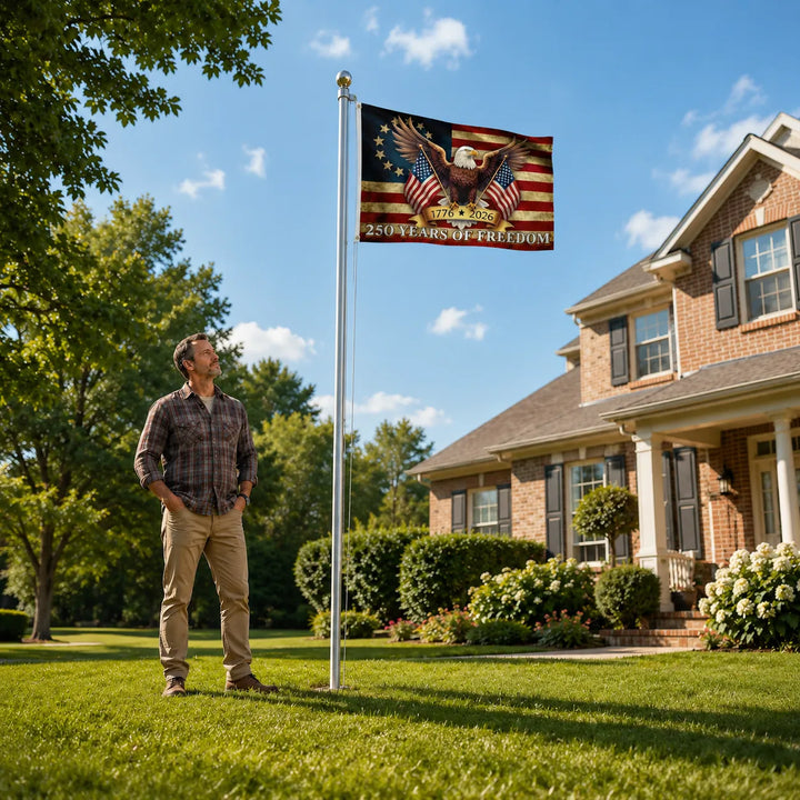 Eaglemark – 250 lat wolności Flaga Amerykańska, 1776-2026 Orzeł Bald Betsy Ross, na zewnątrz