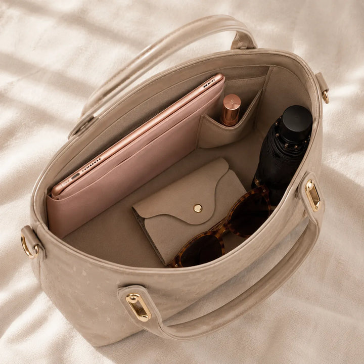 Belluna – Zestaw torebek skórzanych w 4 częściach, torba tote, torba crossbody, saszetka, etui na karty