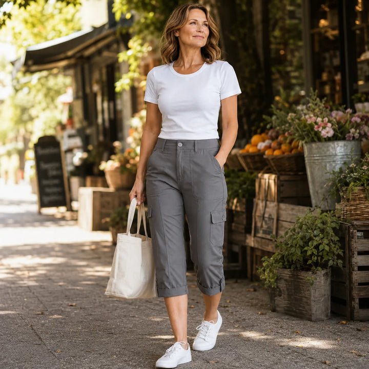 Caliva – Spodnie Capri Cargo z Cuffed Hem i Kieszeniami