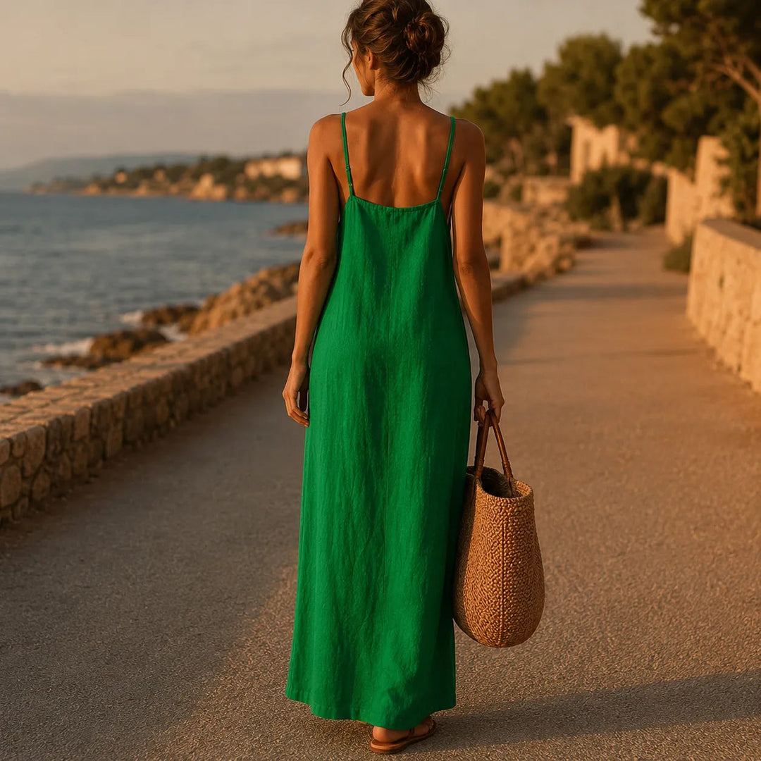 Marelle – Sukienka Maxi w Stylu Lnianym