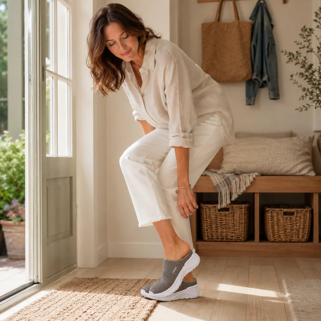 Stride &amp; Soft – Damskie buty slip-on na platformie z siateczki, oddychające, antypoślizgowe