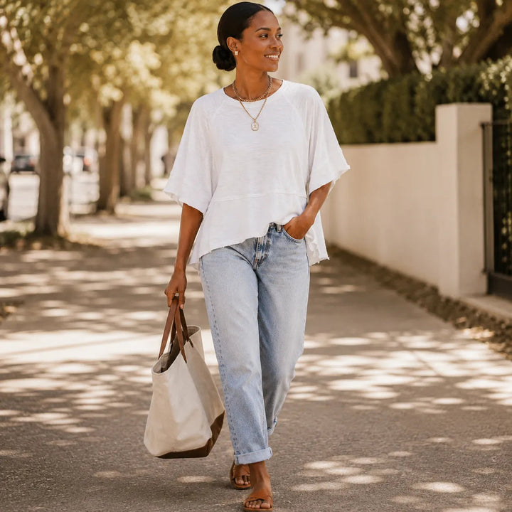 Wearlyn – T-shirt w rozmiarze oversize z rozcięciem na dole i rozszerzanymi rękawami