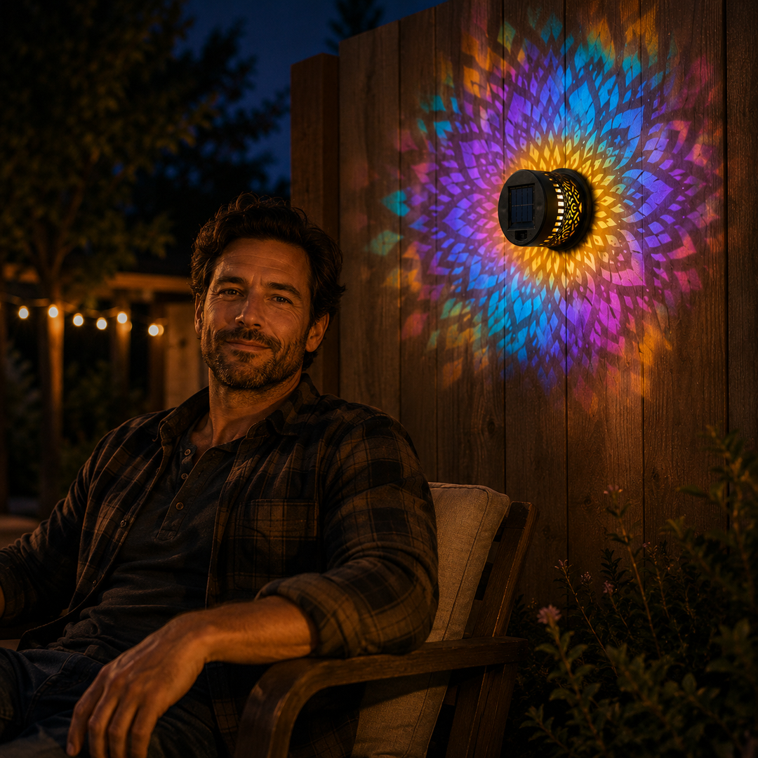 Lumara – Solarna Lampa Mandala na Ścianę Zewnętrzną do Ogrodu i Płotu