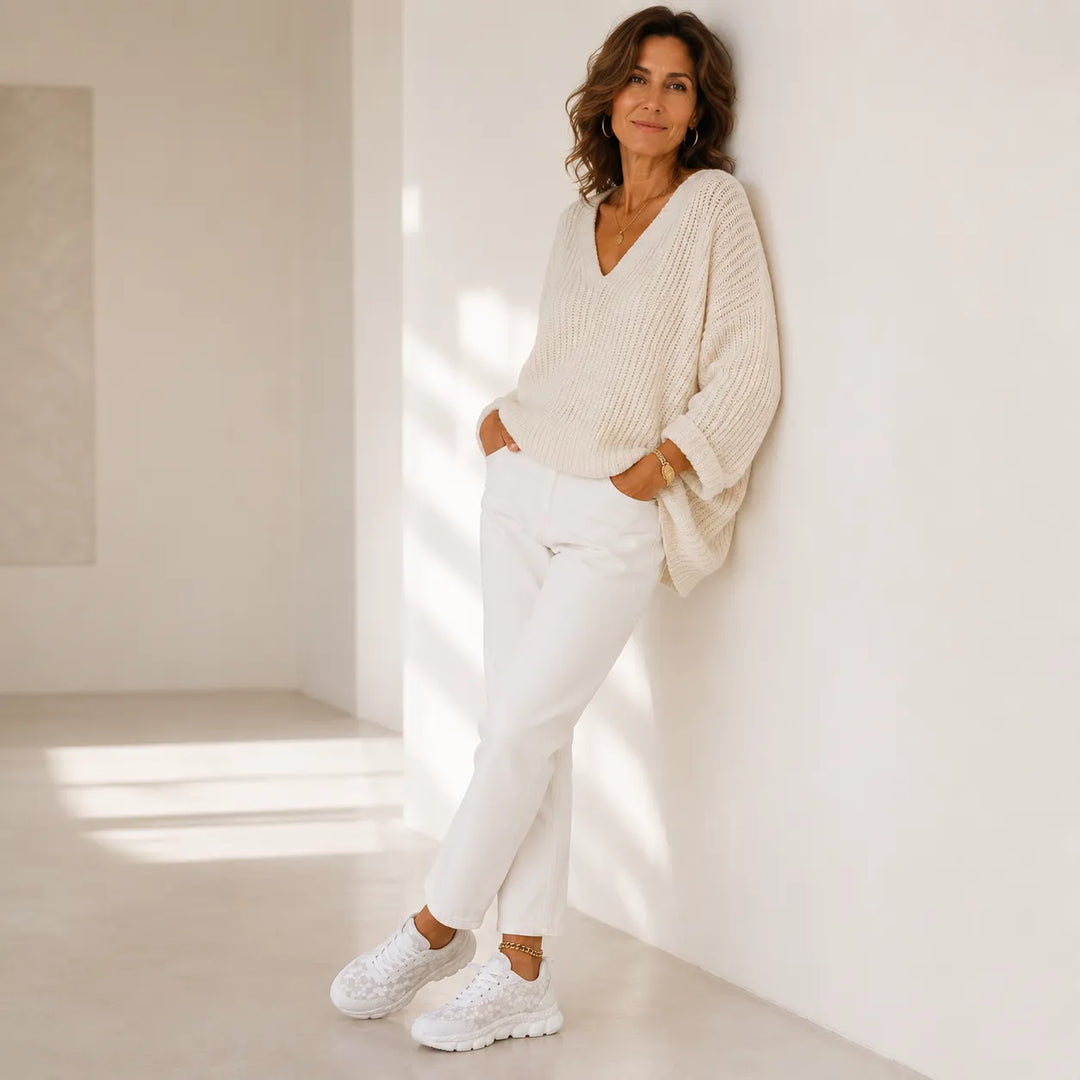 Stelline – Sneakers na platformie z siateczki w gwiazdki dla kobiet, oddychające białe