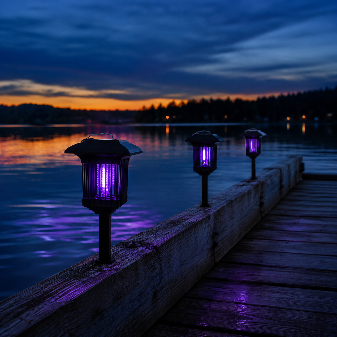 Lumora – Słoneczna Lampa Zgniatająca Komary do Ogrodu, Wodoodporna Lampa na Zewnątrz