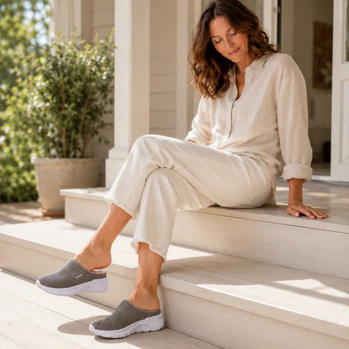 Stride &amp; Soft – Damskie buty slip-on na platformie z siateczki, oddychające, antypoślizgowe