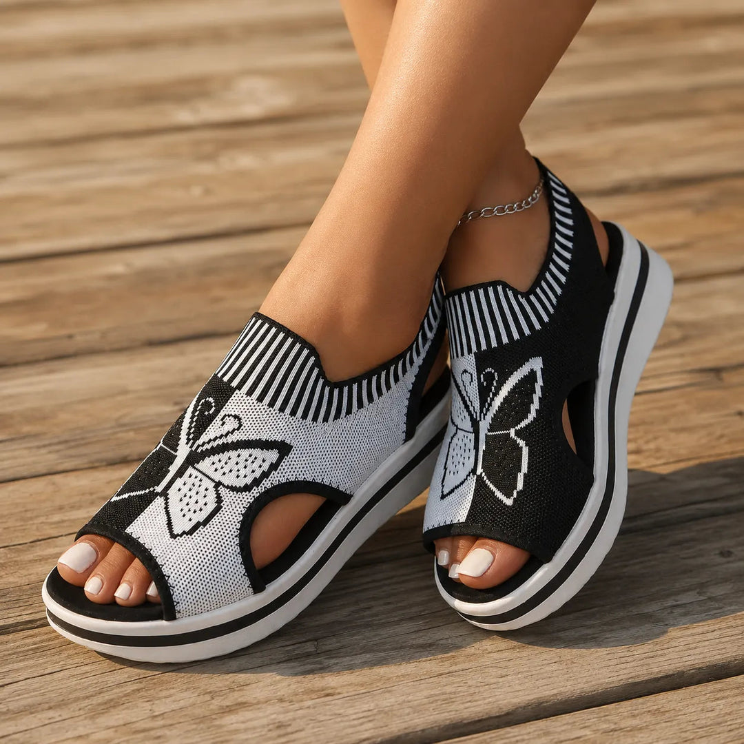 Sockela – Sandały Peep Toe na Platformie z Dzianiny dla Kobiet