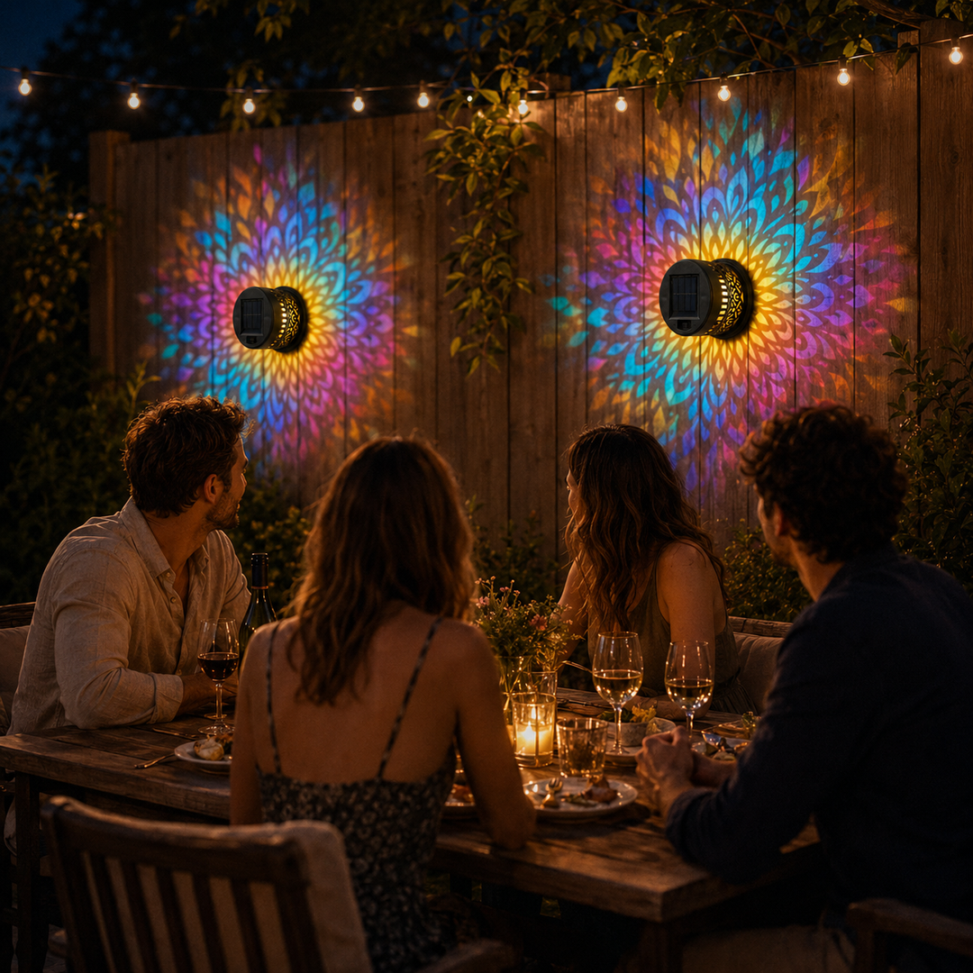 Lumara – Solarna Lampa Mandala na Ścianę Zewnętrzną do Ogrodu i Płotu