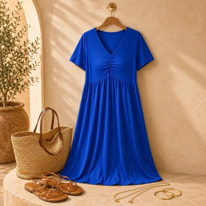 Wearbella – Sukienka midi w rozmiarze plus z dekoltem w serek i empire waist z marszczeniem