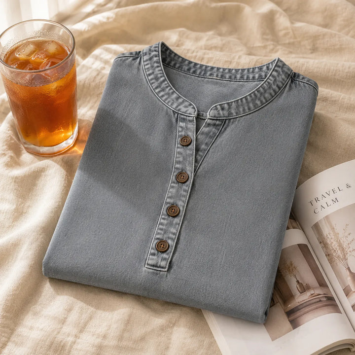 Avelyn – Tunika Henley z bocznymi guzikami dla kobiet