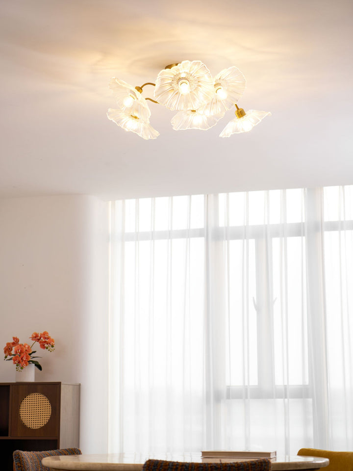 Lampa sufitowa z szkła w kształcie liścia lotosu