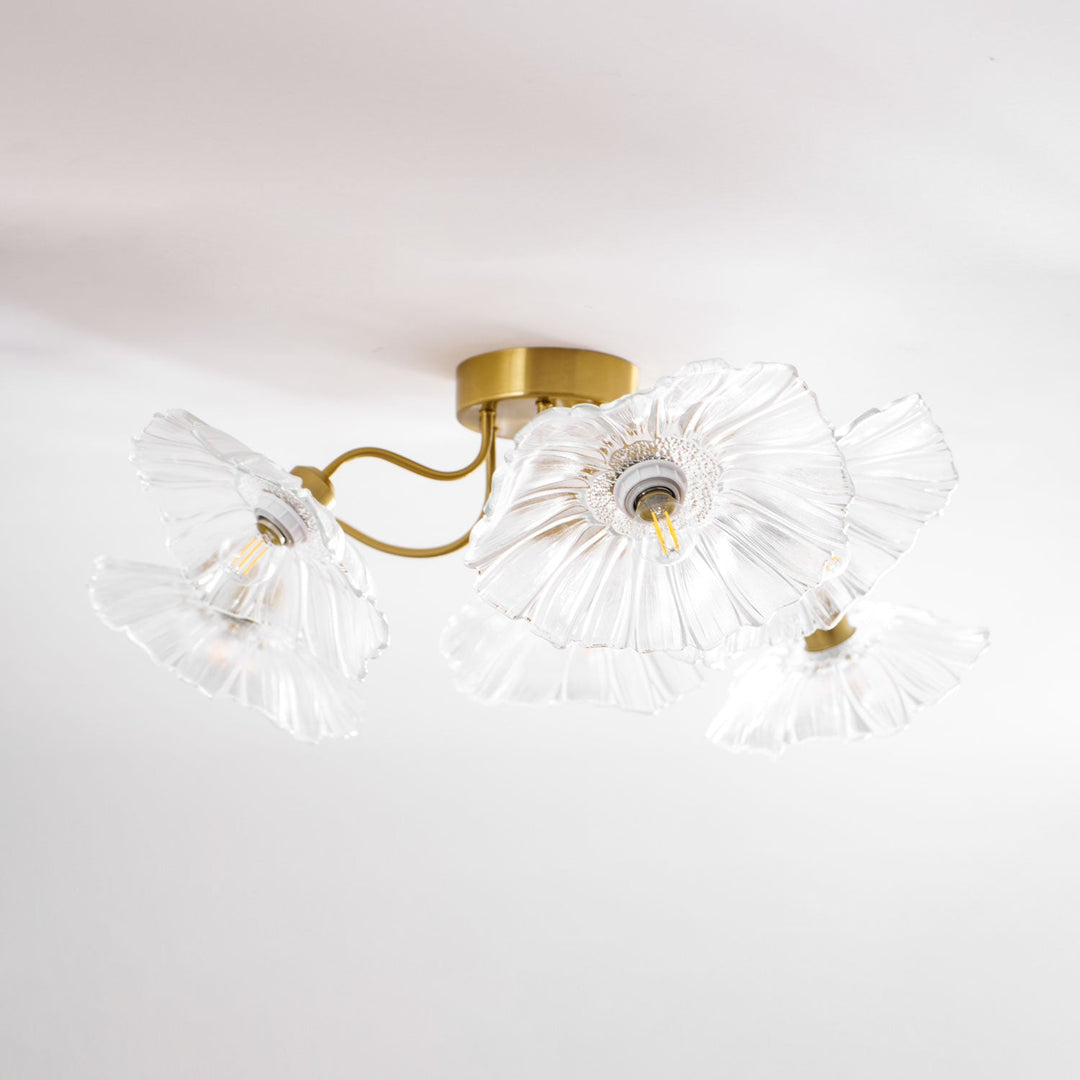 Lampa sufitowa z szkła w kształcie liścia lotosu