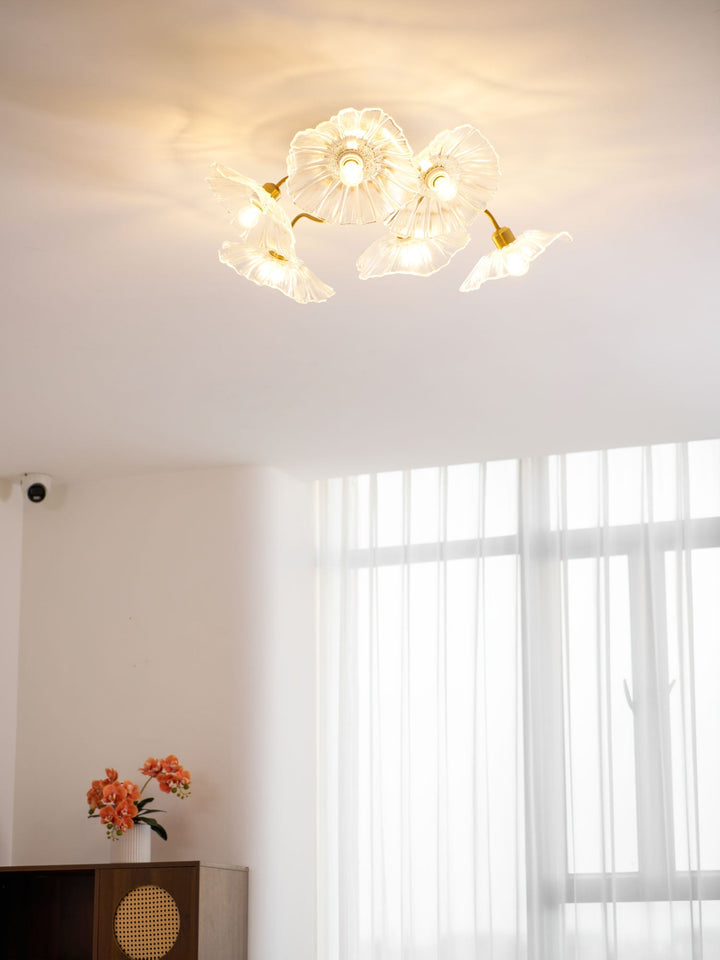Lampa sufitowa z szkła w kształcie liścia lotosu