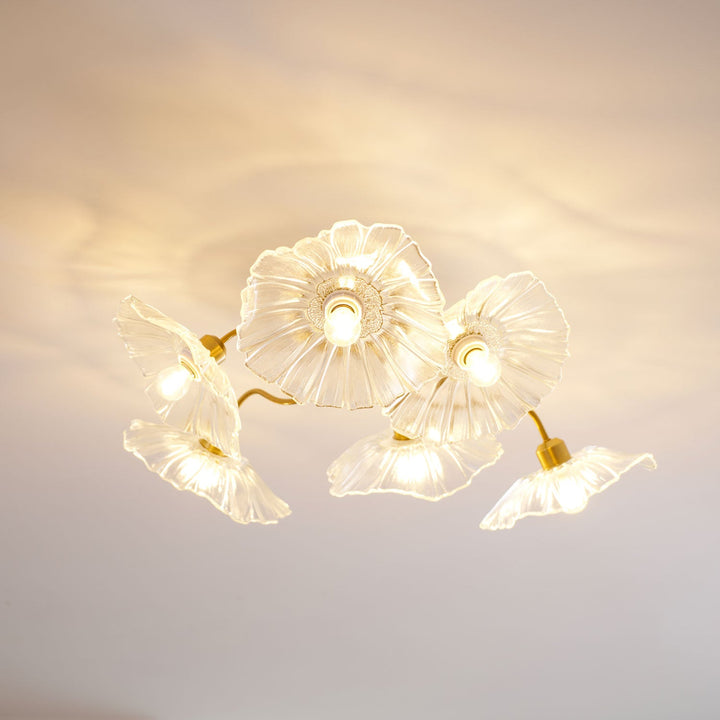 Lampa sufitowa z szkła w kształcie liścia lotosu